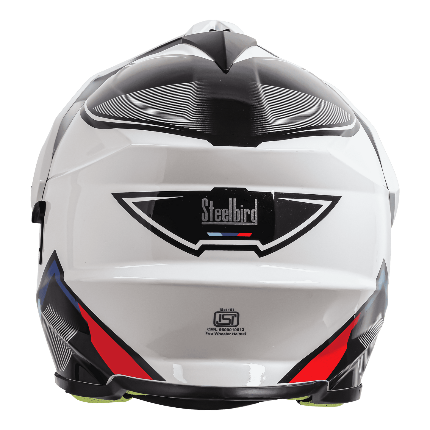 Steelbird SBH-13 ISS Full Face Helmet | ISI Certified | Racer Design | Glossy White-Red