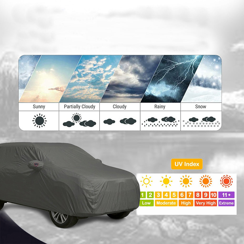 Maruti Baleno 2015-21 Autofurnish Aero Grey Waterproof Heat Resistant Mirror Pocket Car Body Cover - Aero Grey