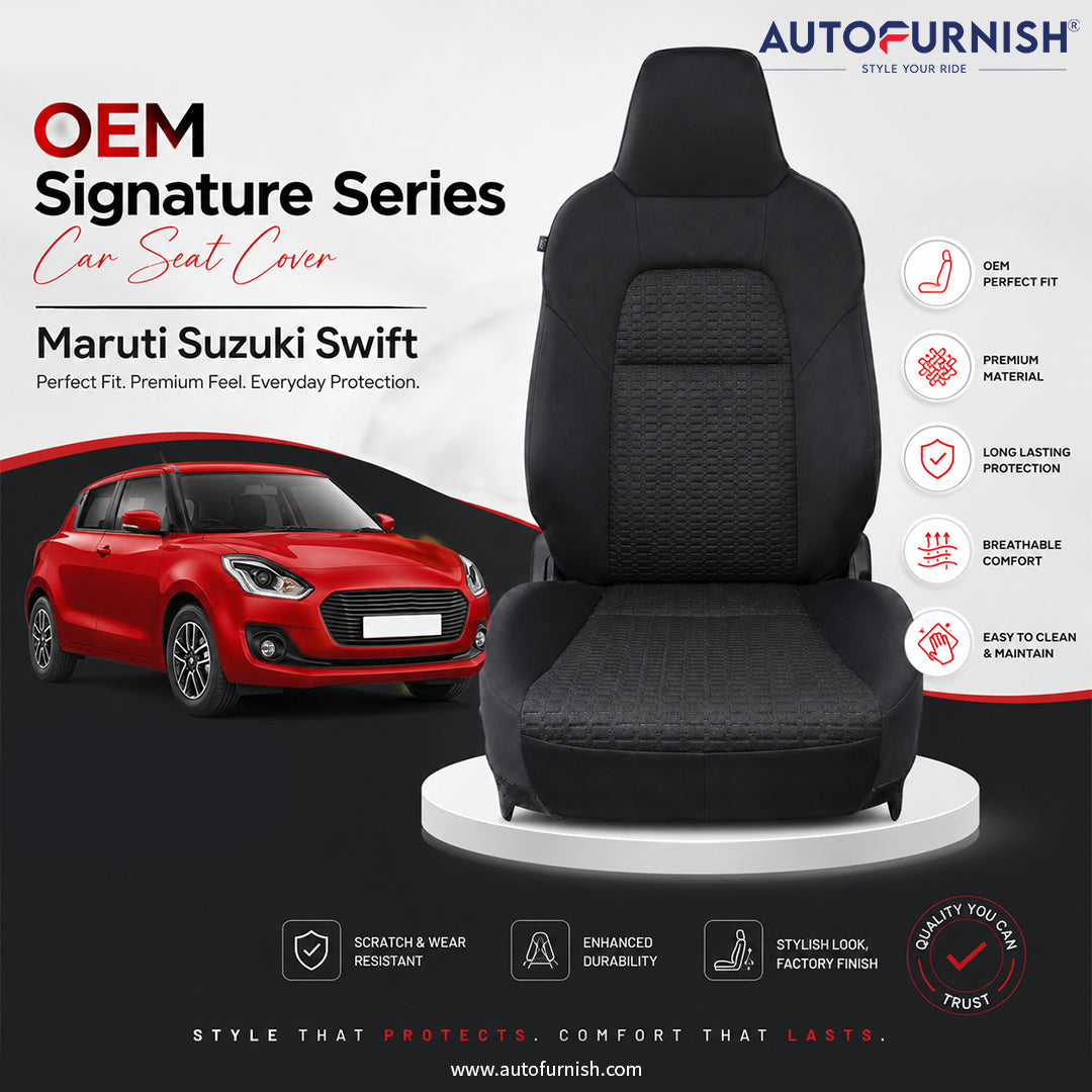 Autofurnish Signature Series Car Seat Cover for Maruti Suzuki Swift 2024 - Black