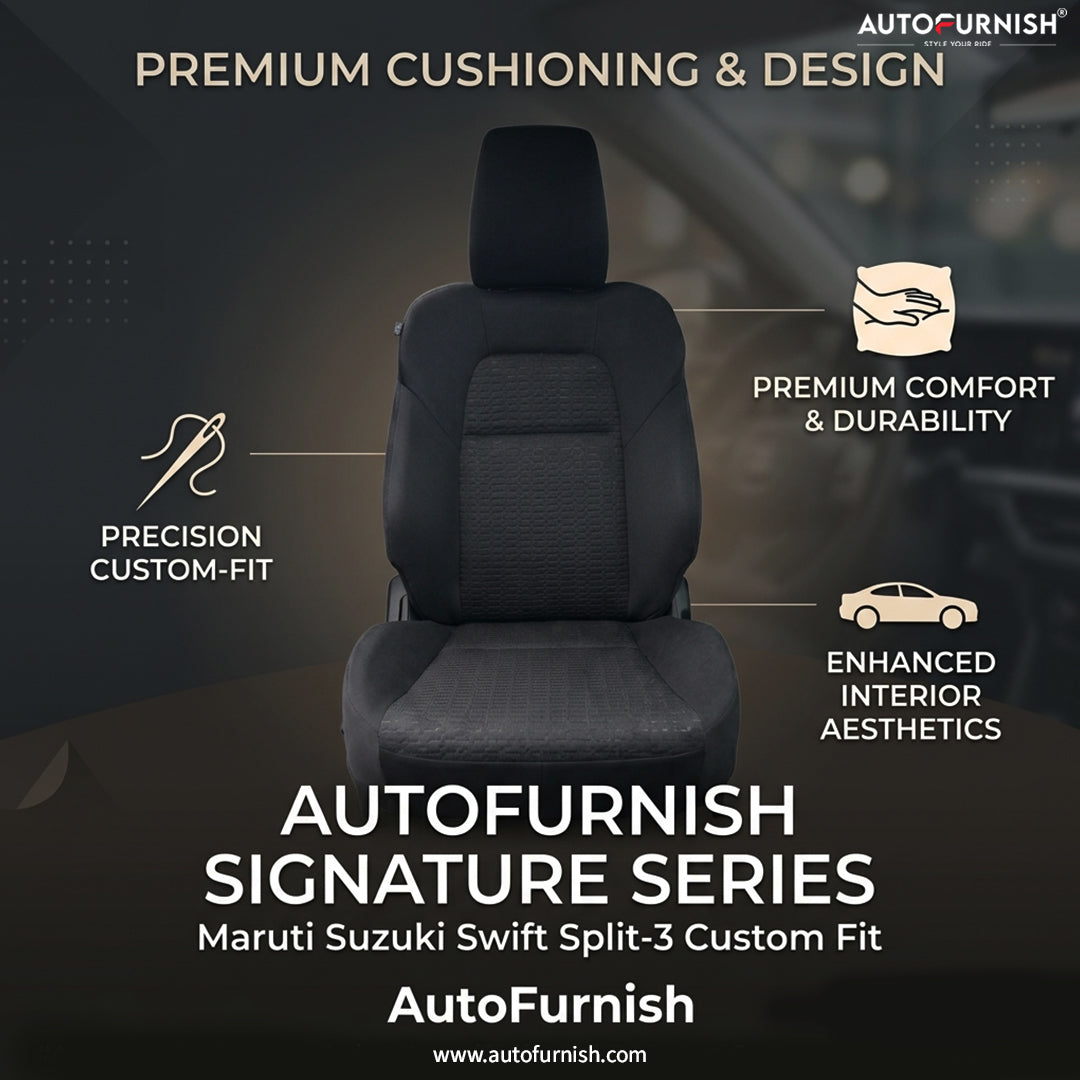 Autofurnish Signature Series Car Seat Cover for Maruti Suzuki Swift 2024 - Black