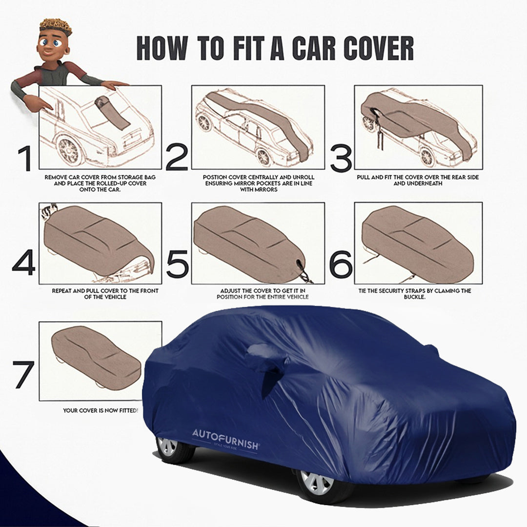 Tata Indigo 2005-09 Car Body Cover, Heat & Water Resistant with Side Mirror Pockets (PARKER BLUE)
