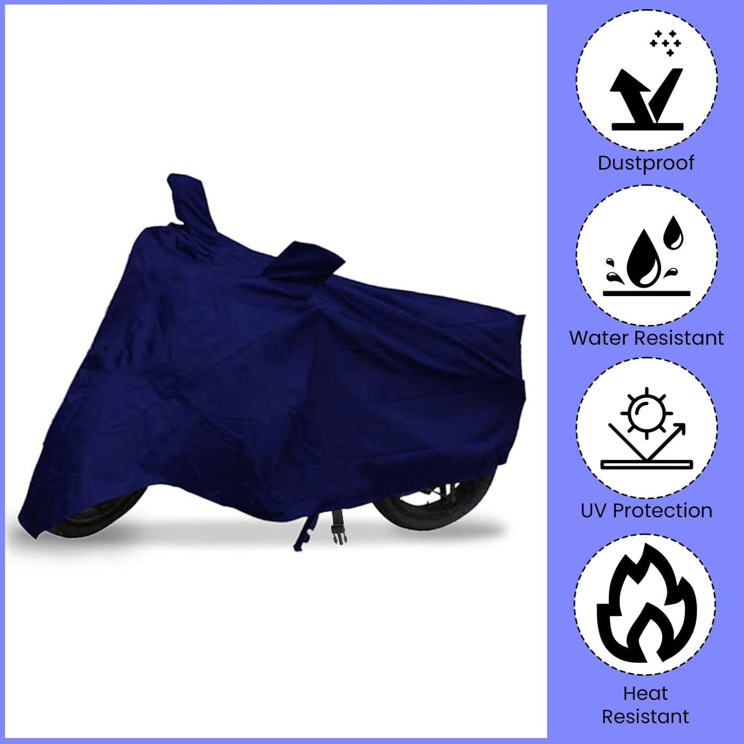 Mototrance Blue Bike Body Cover For Bikes upto RE Bullet Size (Without Extra Fitting) - Extra Large Size (XL)