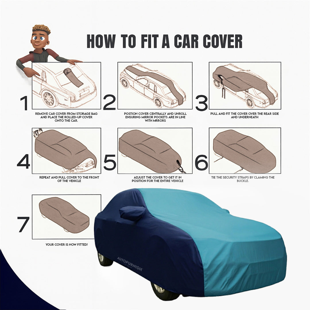Ford Figo Aspire Car Body Cover, Triple Stitched, Heat & Water Resistant with Side Mirror Pockets (SPORTY Series)