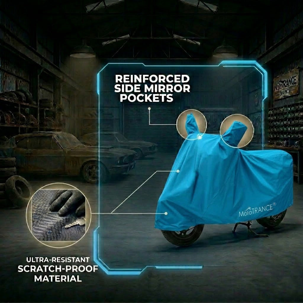 MotoTrance Aqua Bike Body Cover For Suzuki Access 125 - Interlock-Stitched Water and Heat Resistant with Mirror Pockets