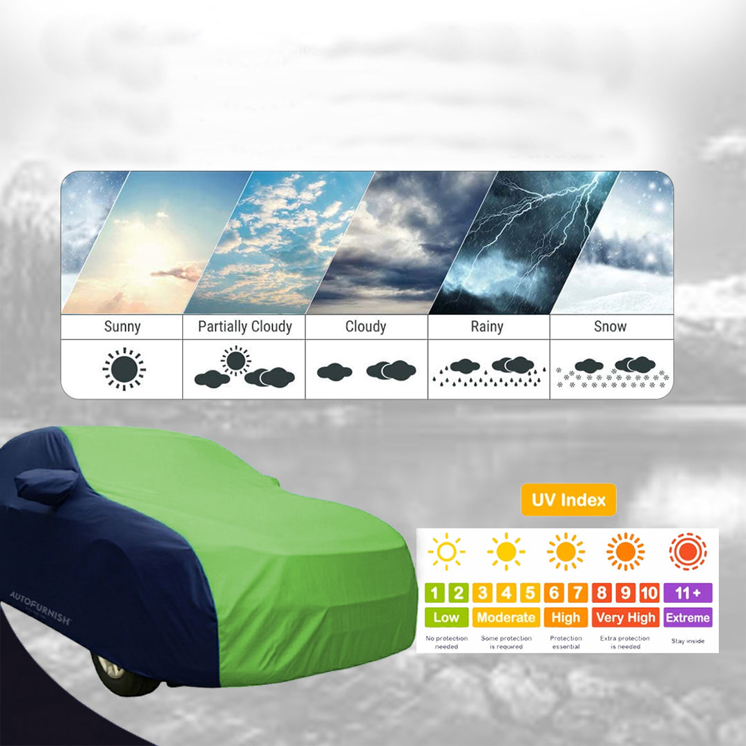 Ford Figo Aspire Car Body Cover, Triple Stitched, Heat & Water Resistant with Side Mirror Pockets (SPORTY Series)