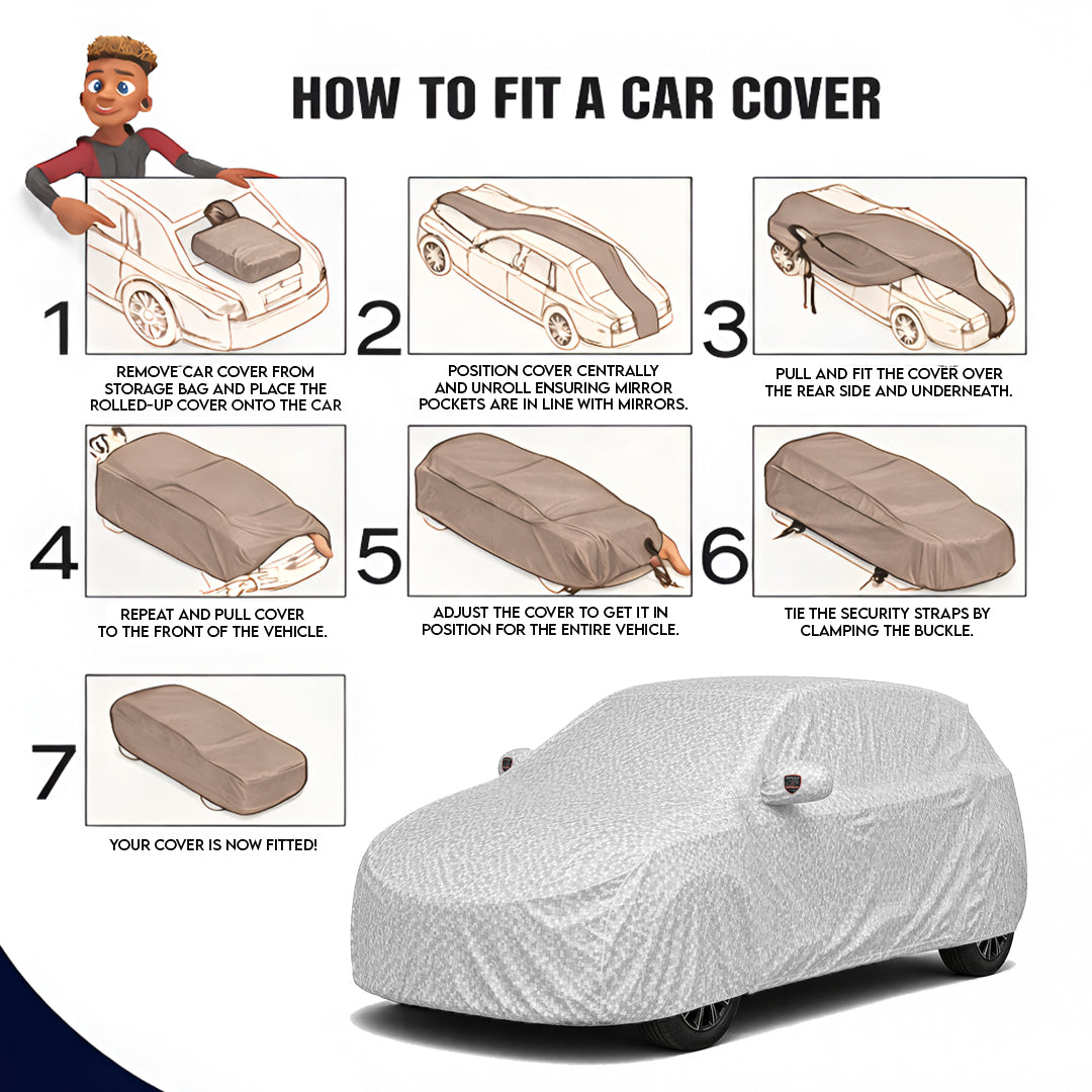 BMW X5 xDrive 2019 Waterproof Car Cover, All Weather Resistant, Triple Stitched with Soft Cotton Lining, Side Mirror Pocket (AERO Silver)
