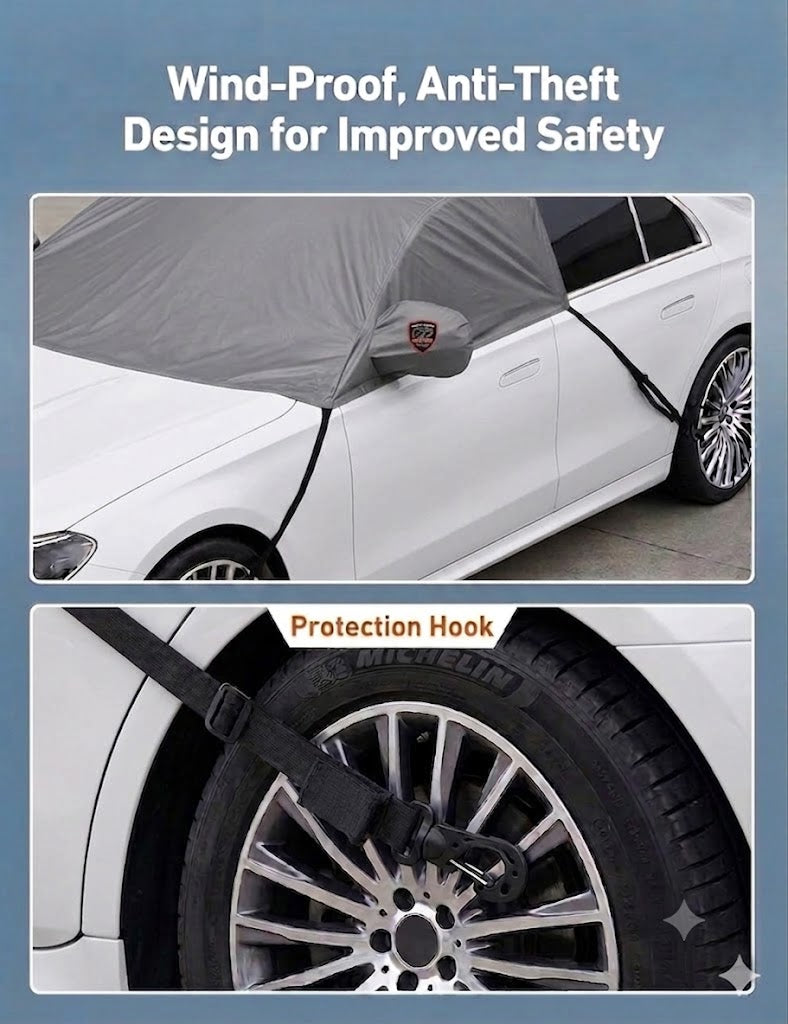 Autofurnish Aero Car Windshield Cover Frost Dust Shield Car Window Protector Waterproof Heat Resistant Universal Size