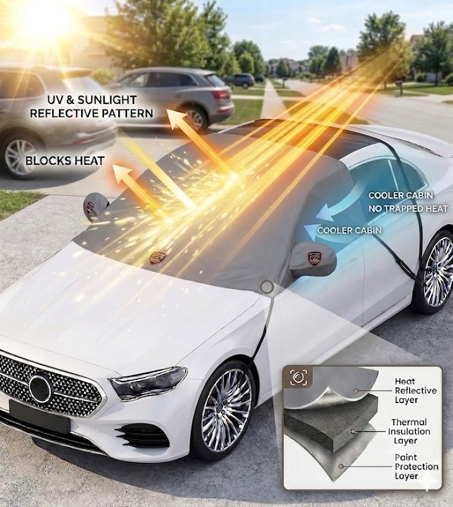 Autofurnish Aero Car Windshield Cover Frost Dust Shield Car Window Protector Waterproof Heat Resistant Universal Size