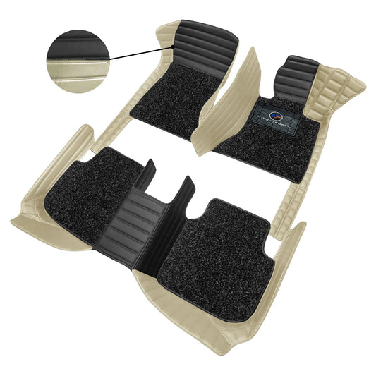 Autofurnish 9D Combination Custom Fitted Car Mats For Hyundai Alcazar (7 Seater) 2021 - Black HC-Beige