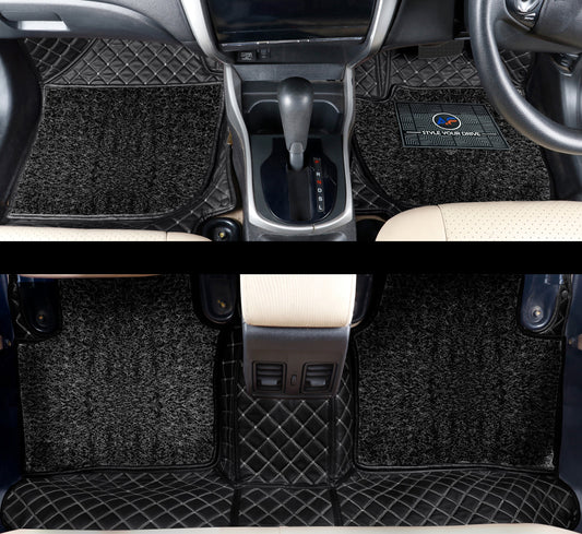 Honda Brio 2011-19 ULS 7D Luxury Custom Fitted Car Mats For Honda Brio 2011-19 - Black Beige