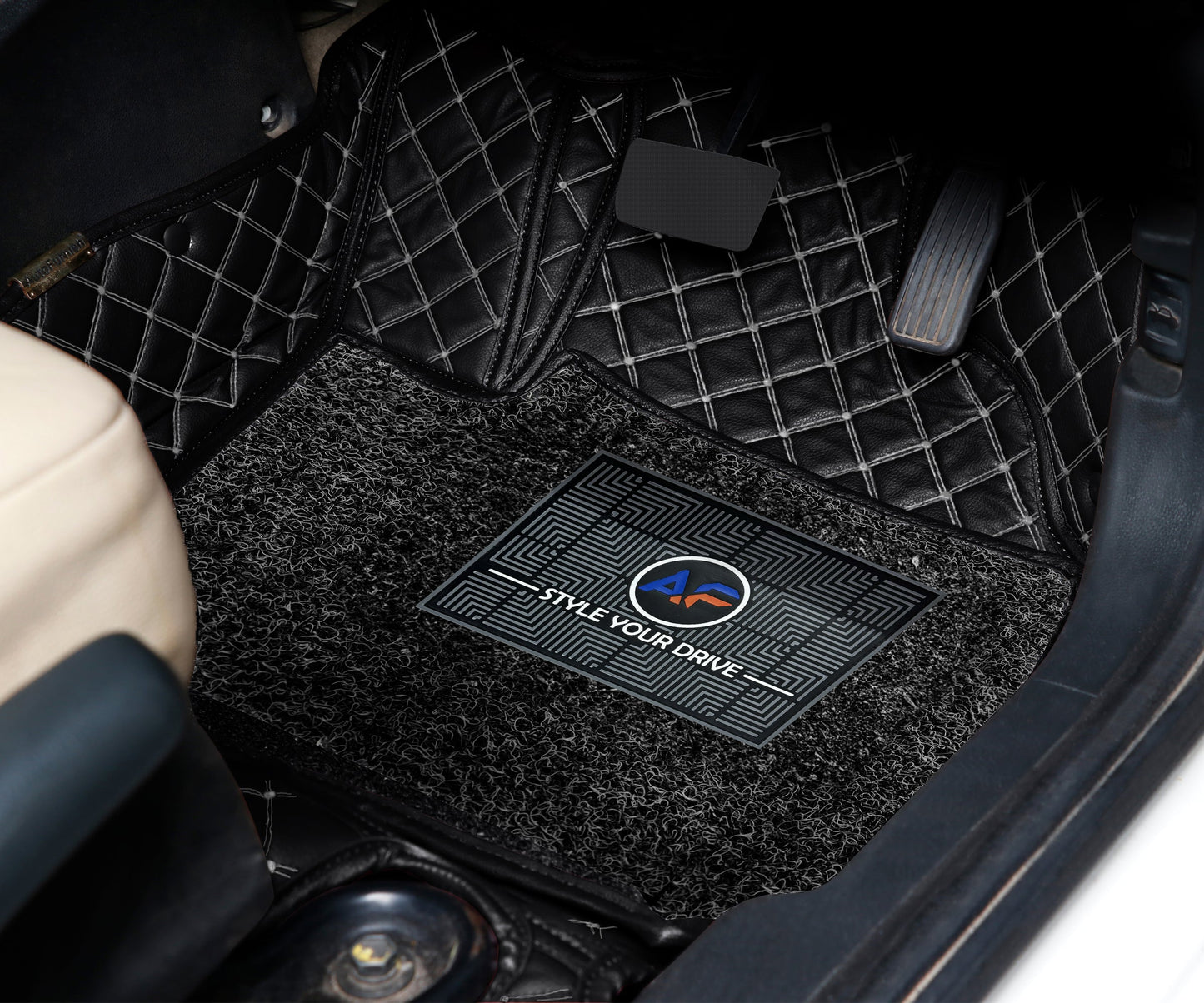 Tata Nexon EV 2020-21 ULS 7D Luxury Custom Fitted Car Mats For Tata Nexon EV 2020-21 - Black Beige