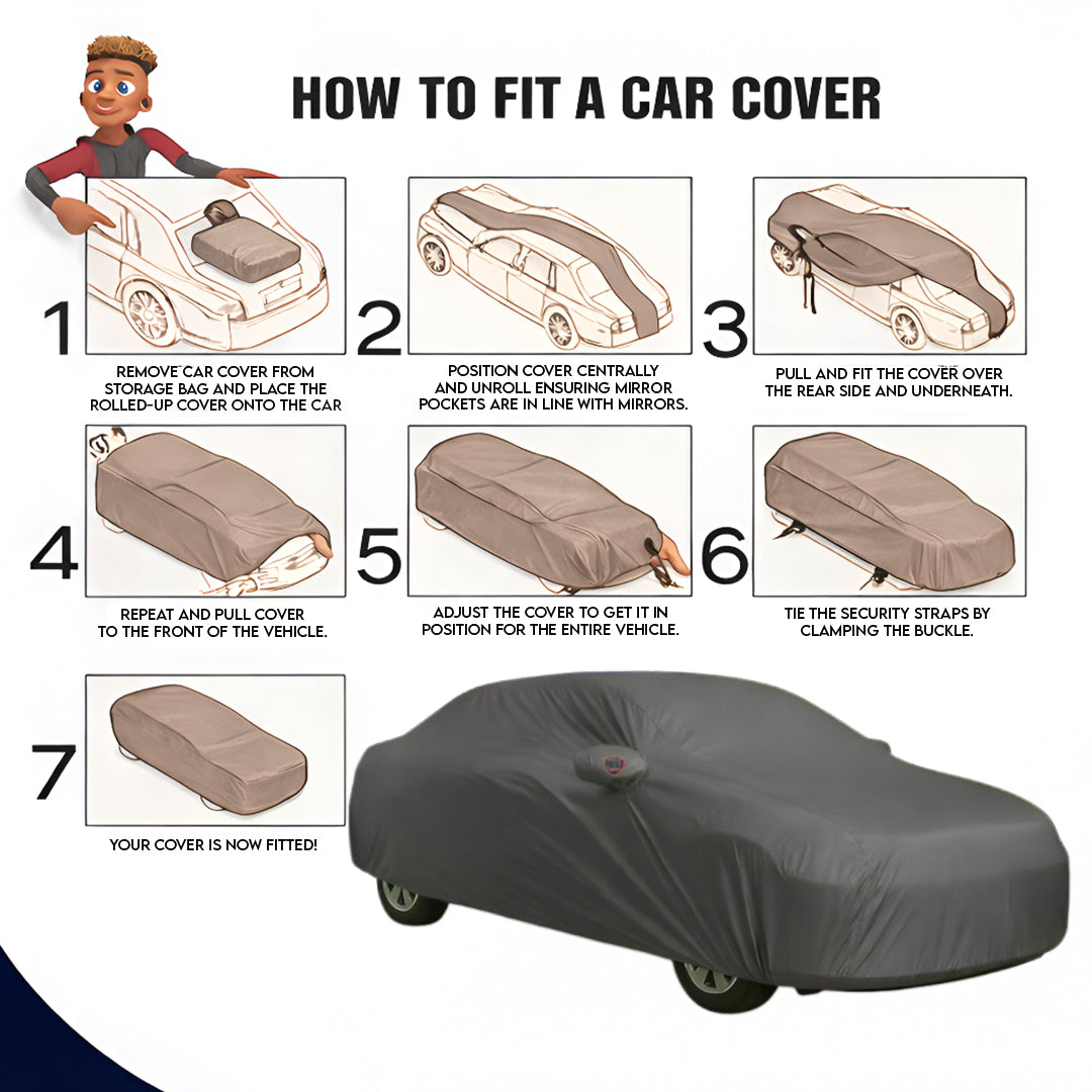 Toyota Corolla Altis 2007-14 Autofurnish Aero Grey Waterproof Heat Resistant Mirror And Antenna Pocket Car Body Cover For Toyota Corolla Altis 2007-14 - Aero Grey