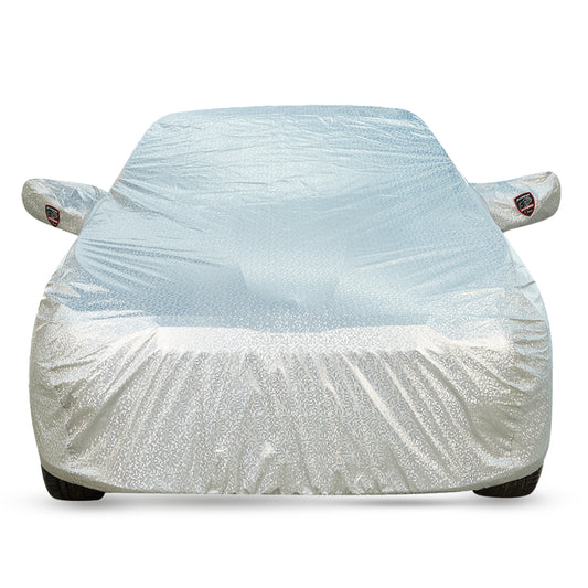 Maruti BALENO 2015-21 Waterproof Car Cover, All Weather Resistant, Triple Stitched with Soft Cotton Lining, Side Mirror & Antenna Pocket (AERO Silver)