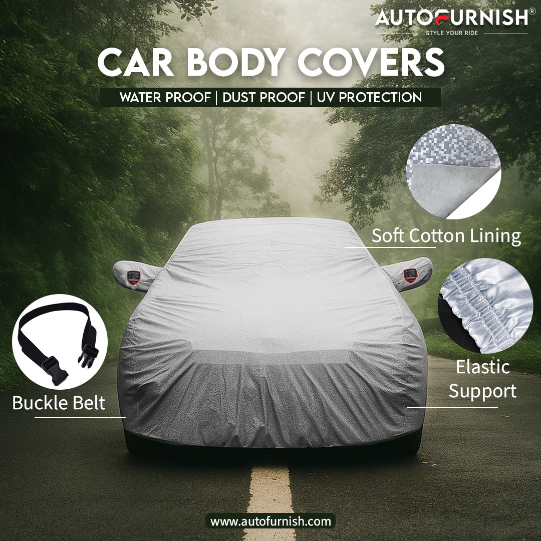 Hyundai i10 2010 Waterproof Car Cover, All Weather Resistant, Triple Stitched with Soft Cotton Lining, Side Mirror & Antenna Pocket (AERO Silver)