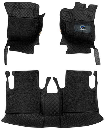 7D Luxury car foot mats for Toyota Innova Crysta (2016-20)-Custom Designed, PU Leather with 7 Layer, Depth-24mm-3-rows - Autofurnish