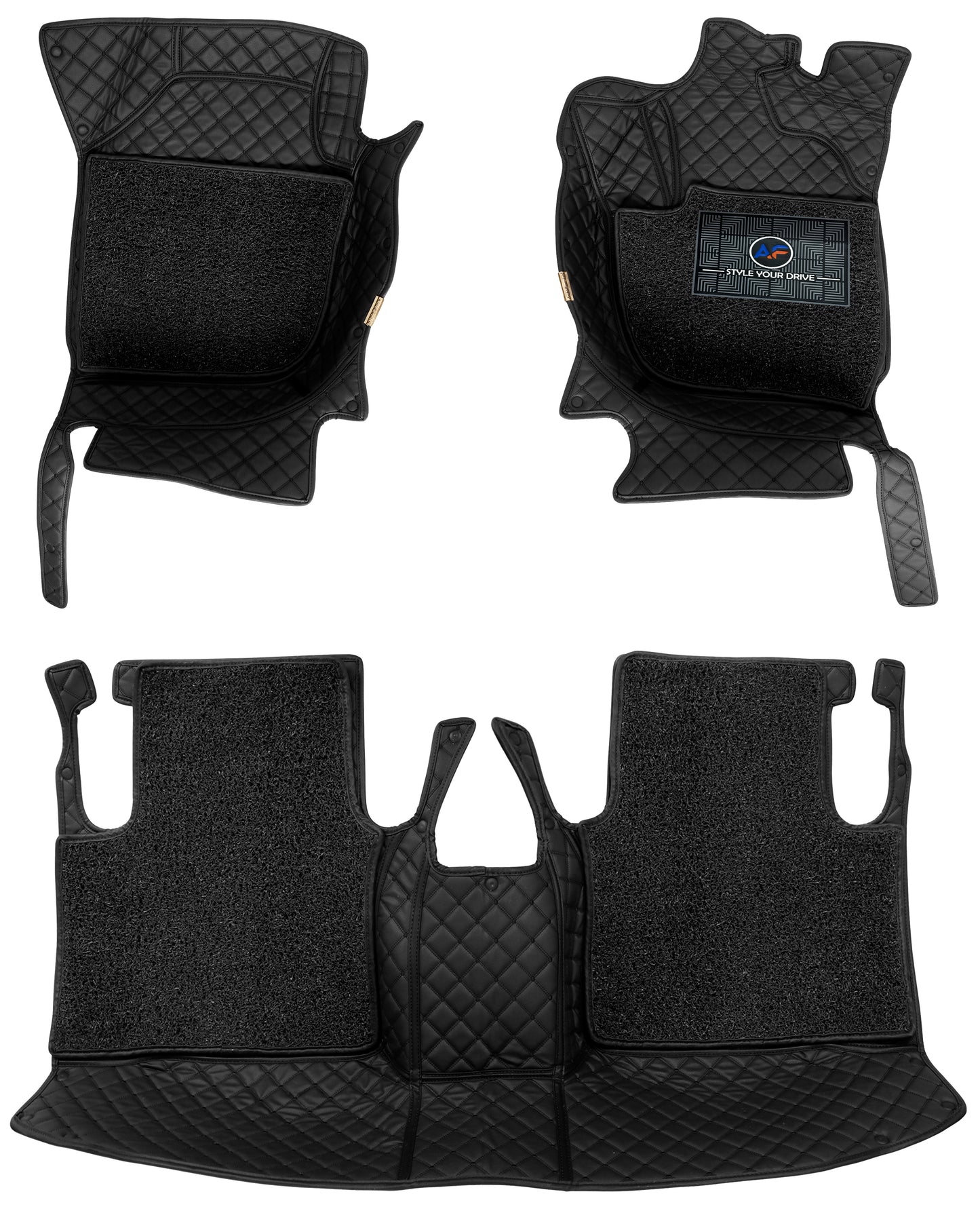 Tata Safari (7 Seater) 2023-7D Luxury Car Mat, All Weather Proof, Anti-Skid, 100% Waterproof & Odorless with Unique Diamond Fish Design (24mm Luxury PU Leather, 2 Rows)
