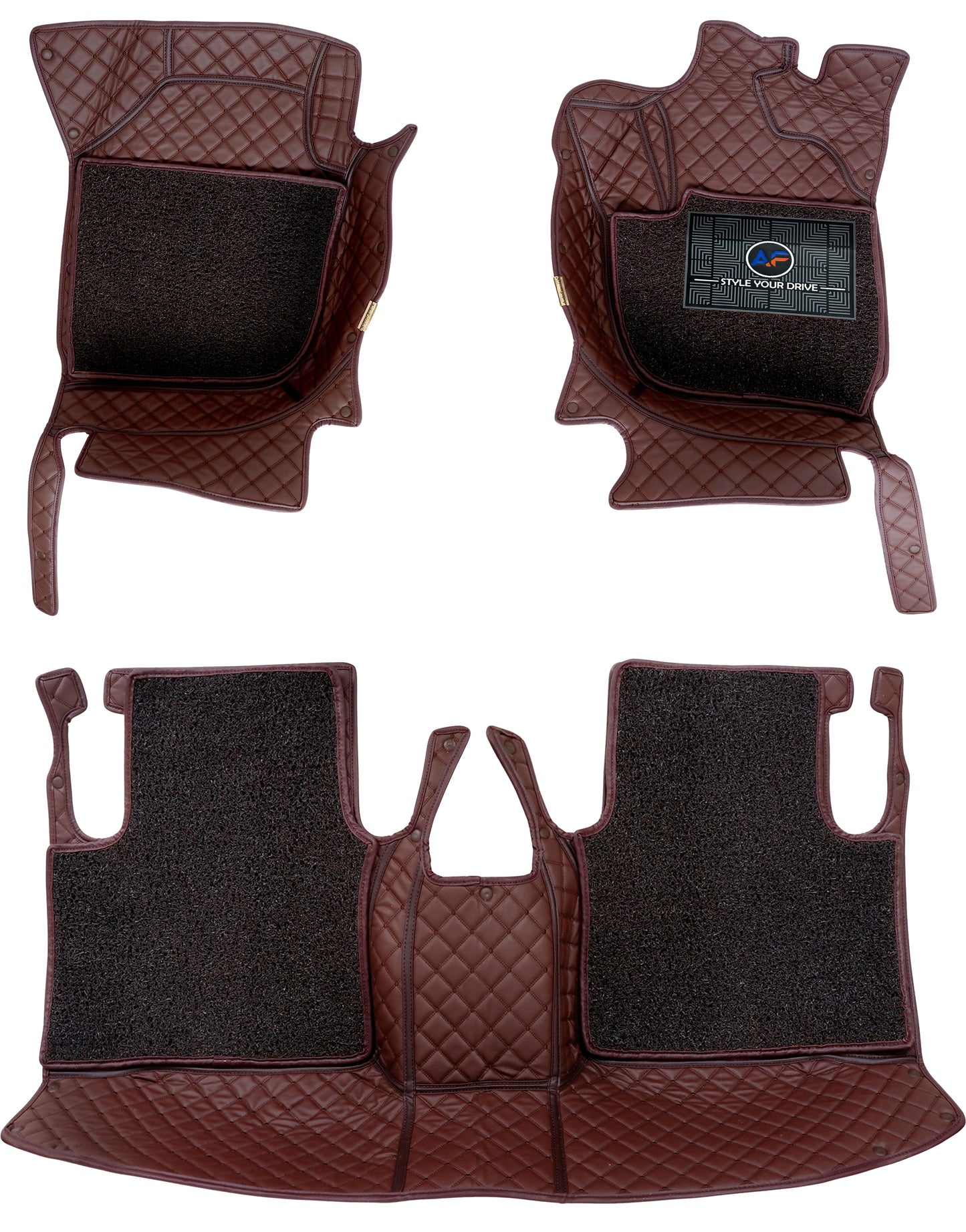 Mahindra Scorpio (Captain Seats)2014-18-7D Luxury Car Mat, All Weather Proof, Anti-Skid, 100% Waterproof & Odorless with Unique Diamond Fish Design (24mm Luxury PU Leather, 2 Rows)
