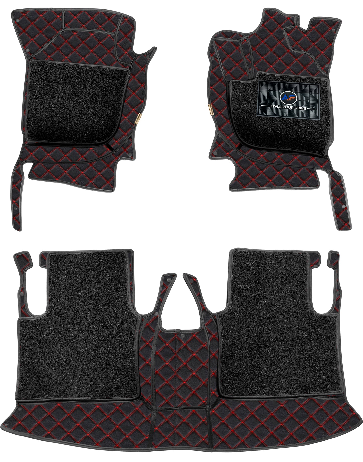 Tata Safari (7 Seater) (2021-22) 7D Luxury Car Mat, All Weather Proof, Anti-Skid, 100% Waterproof & Odorless with Unique Diamond Fish Design (24mm Luxury PU Leather, 2 Rows)