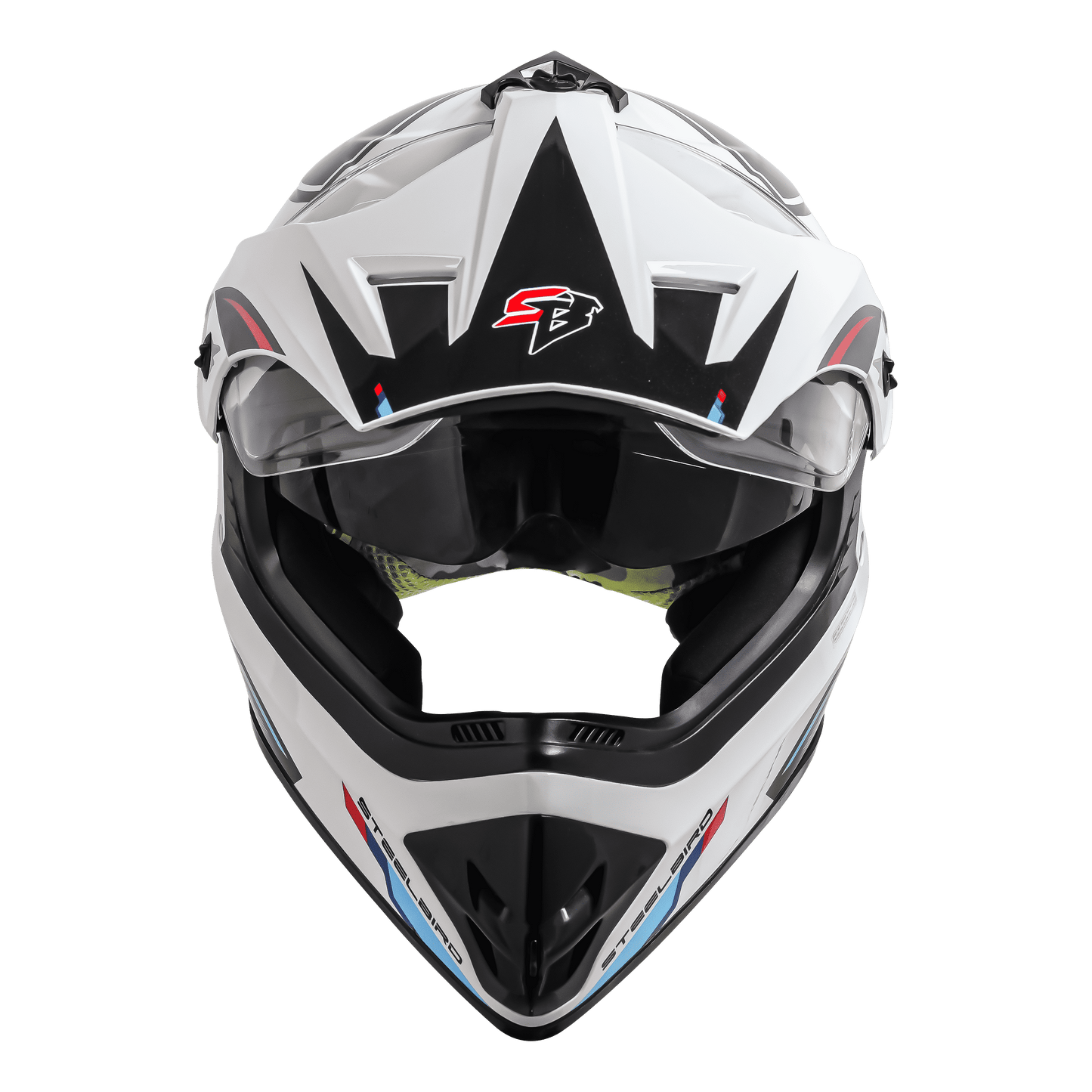 Steelbird SBH-13 ISS Full Face Helmet | ISI Certified | Racer Design | Glossy White-Red