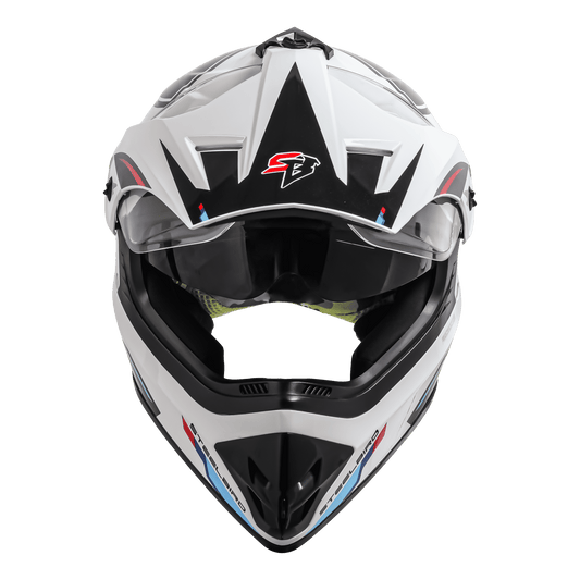 Steelbird SBH-13 ISS Full Face Helmet | ISI Certified | Racer Design | Glossy White-Red