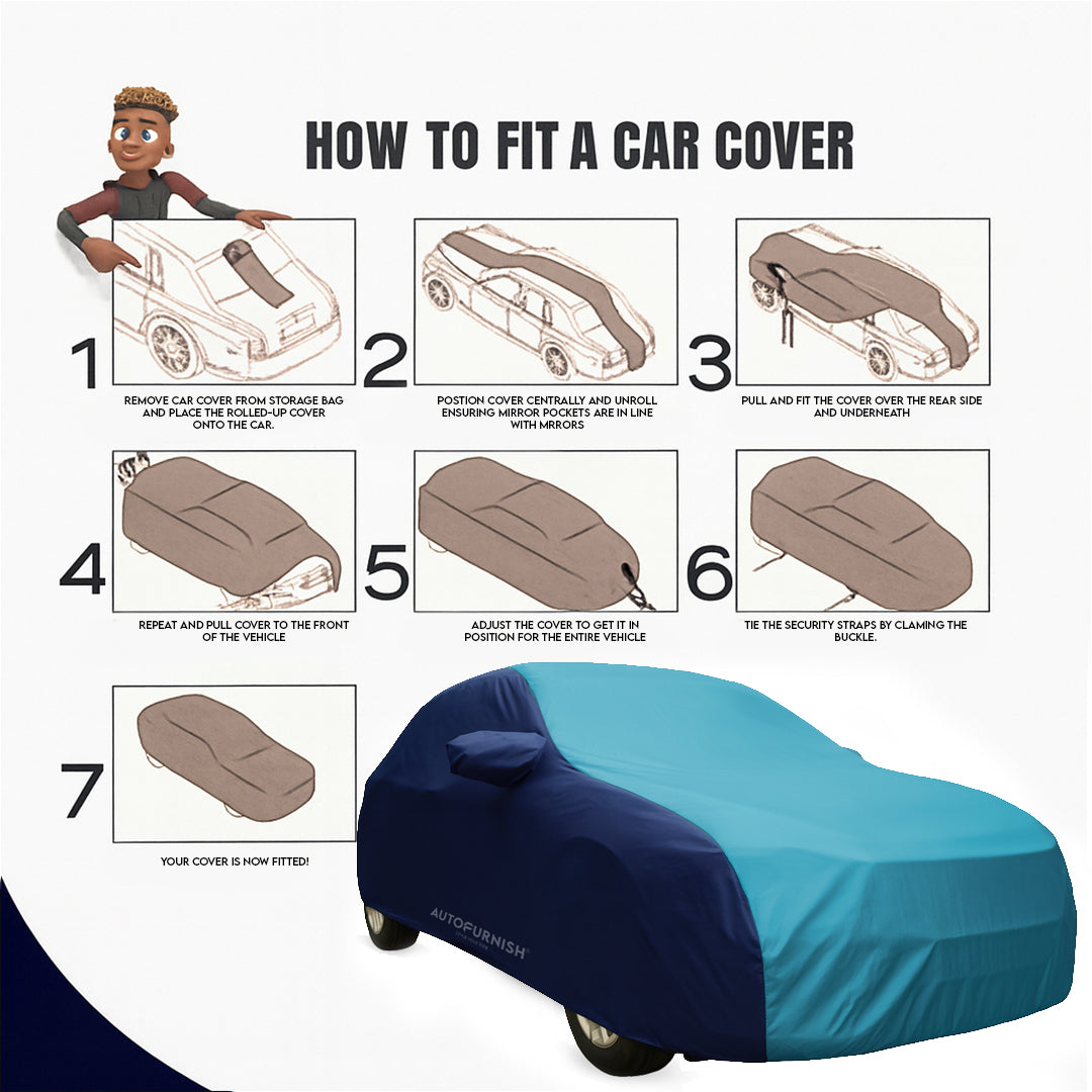 Maruti 800 Car Body Cover, Triple Stitched, Heat & Water Resistant with Side Mirror Pockets (SPORTY Series)