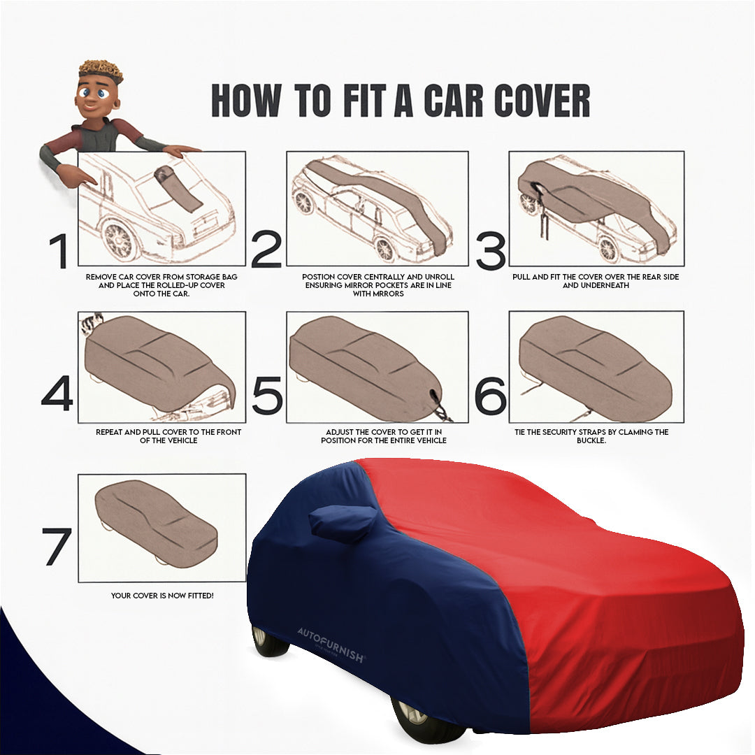 Hyundai Eon 2018 Car Body Cover, Triple Stitched, Heat & Water Resistant with Side Mirror Pockets (SPORTY Series)