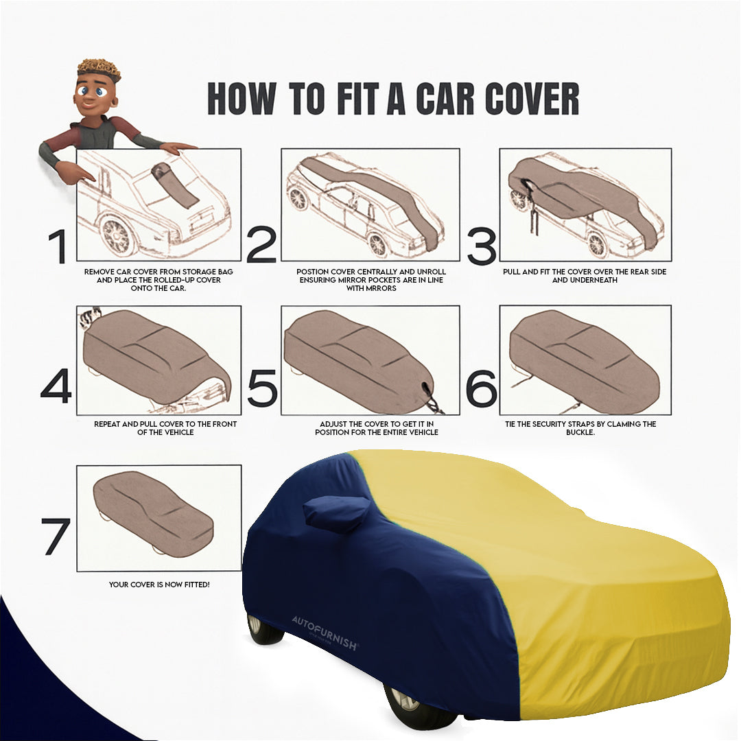Hyundai Eon 2018 Car Body Cover, Triple Stitched, Heat & Water Resistant with Side Mirror Pockets (SPORTY Series)