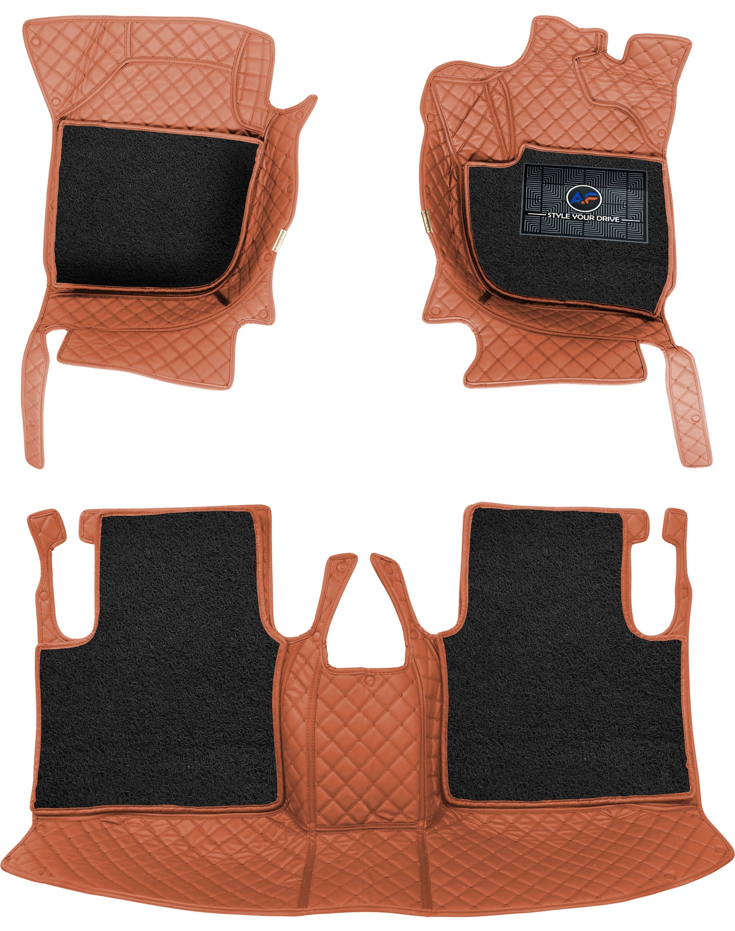 Tata Safari (7 Seater) 2023-7D Luxury Car Mat, All Weather Proof, Anti-Skid, 100% Waterproof & Odorless with Unique Diamond Fish Design (24mm Luxury PU Leather, 2 Rows)