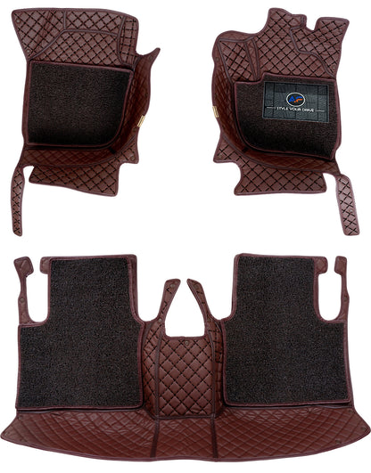 7D Luxury car foot mats for Toyota Innova Crysta (2016-20)-Custom Designed, PU Leather with 7 Layer, Depth-24mm-3-rows - Autofurnish