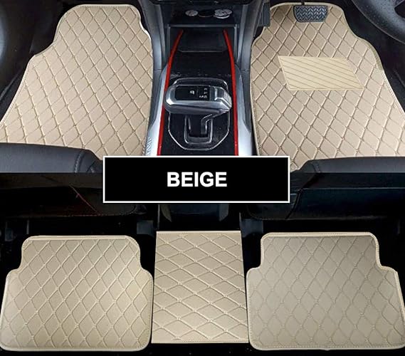2D Premium Leather Car Foot Mat, All Season Car Mat, Elegant & Stylish, Unique Diamond Fish Design, Heavy Duty, UNIVERSAL FIT  For All Cars Universal - PU Leather Mats with 2-Layer Depth (10mm, 2 Rows)