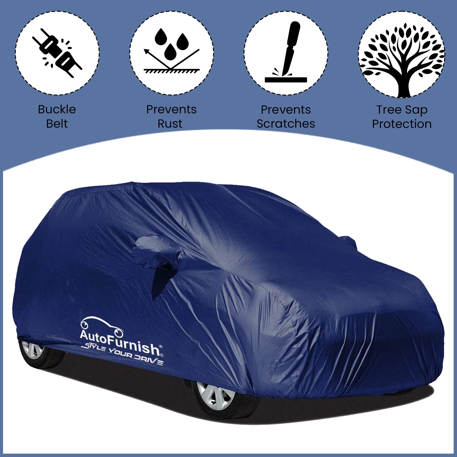 Autofurnish Parker Blue Car Body Cover For Tata Curvv 2024 - Autofurnish