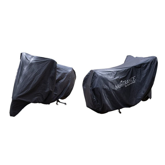 Mototrance Arid Black 100% Waterproof (Tested) Dustproof UV Protection Bike Body Cover for Bikes upto RE Bullet Size (Without Exrta Fitting) with Integrated Carry Bag - X-Large Size (XL)