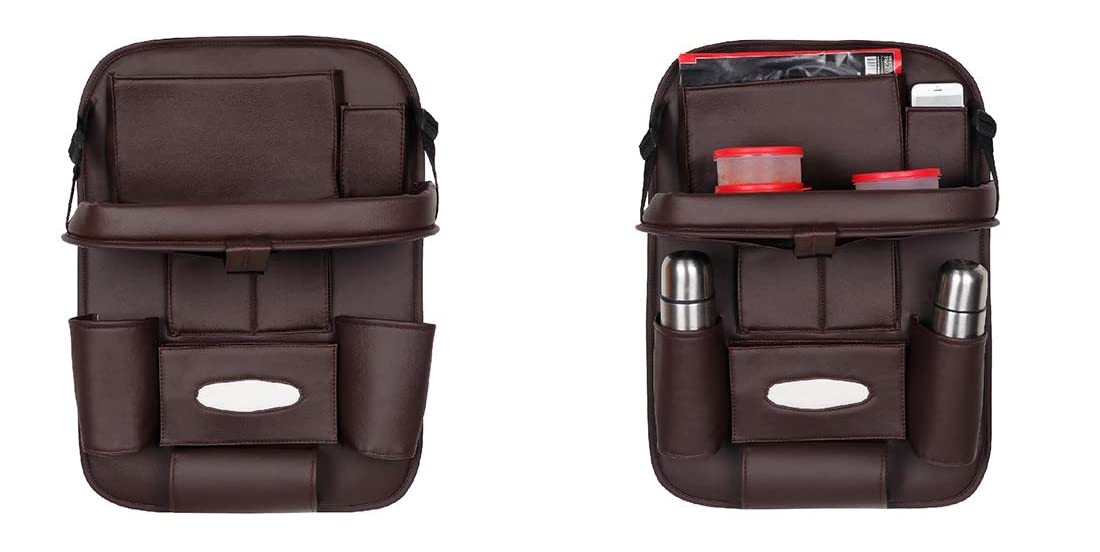 Buy 3D Car Auto Seat Back Multi Pocket Storage Bag Organizer with Car Meal  Tray (Set of 2) - Black Online at Best Price in India