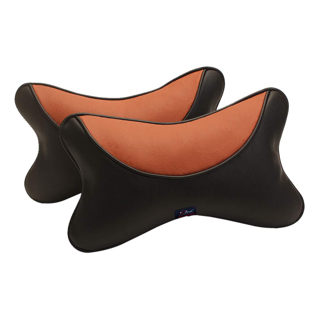 CRESCENT Car Pillow Neck Rest | PU leather with Ergonomic Support and Pressure absorbent Polly-fil (Set of 2)