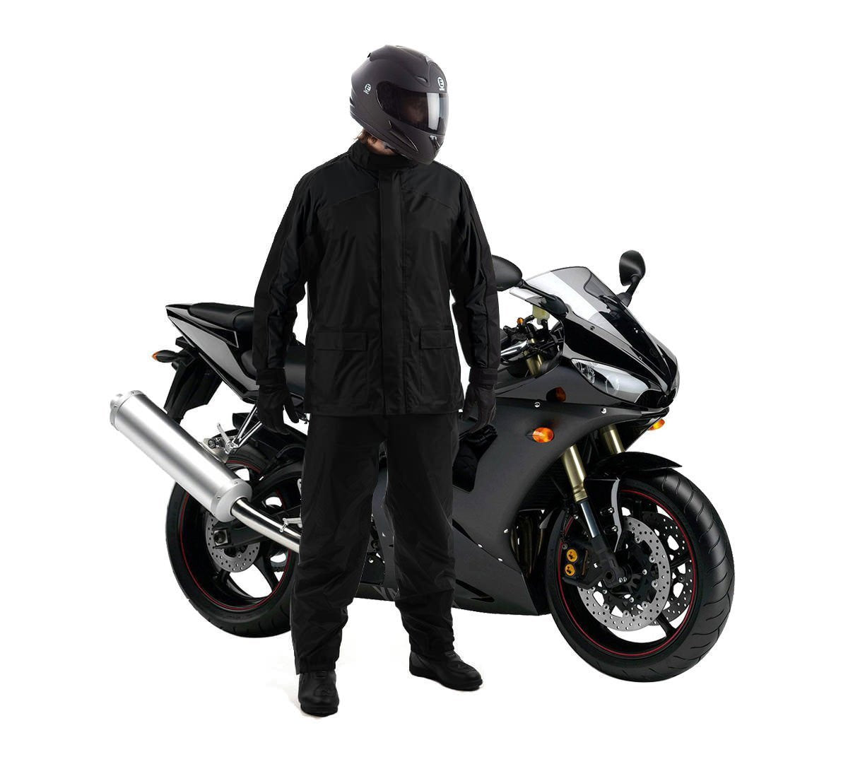 Mototrance Coated Poly Raincoat (Black Large)