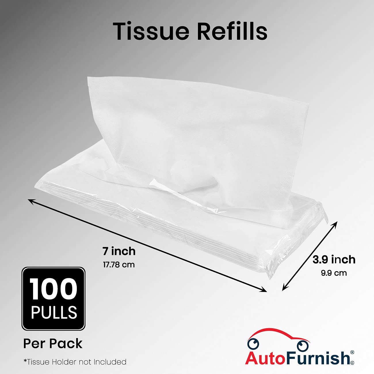 Autofurnish Tissue Refill for Tissue Boxes (100 pulls 2 ply) - White (Pack of 1)