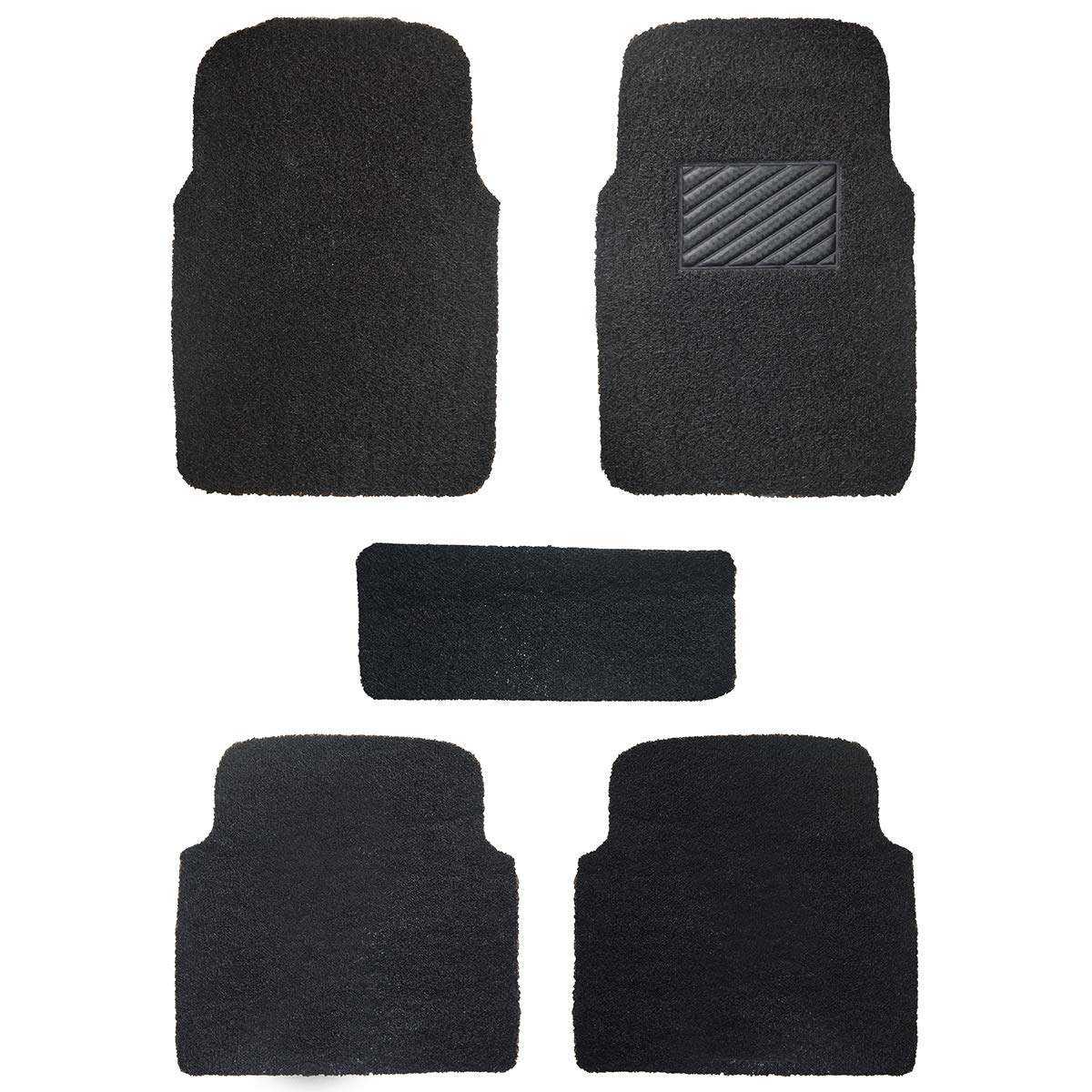 Curly Car Foot Mat, Superior Powerful Dirt Trapping Capacity, All Weather Resistant, Heavy Duty, UNIVERSAL FIT (12mm, 2 Rows)