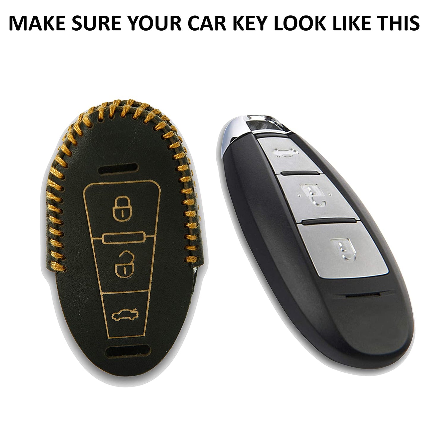 AutoFurnish Car Key Cover - Maruti Suzuki Vitara Brezza | Smart Key | Genuine Leather | Firm Grip | Scratch Resistant | Lightweight | Luxury Finish | Stylish Car Accessories Interior