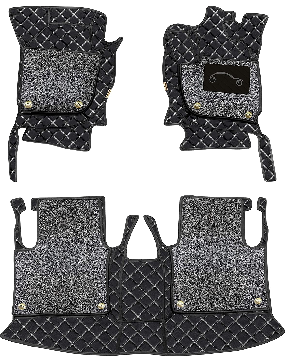Honda Mobilio 7D Luxury Car Mat All Weather Proof Anti Skid 100 Waterproof Odorless with Unique Diamond Fish Design 24mm Luxury PU Leather 2