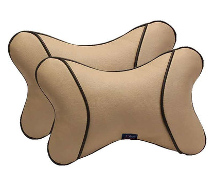 BUTTERFLY Car Pillow Neck Rest | PU leather with Ergonomic Support and Pressure absorbent Polly-fil (Set of 2) - Autofurnish