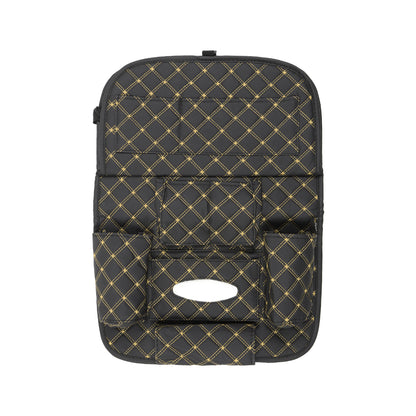 7D PREMIUM Car Seat Organizer | PU Leather with Folding Meal Tray and 10 Pockets - Tissues, Bottles, Phones, iPad Mini, Documents, Umbrella - Autofurnish